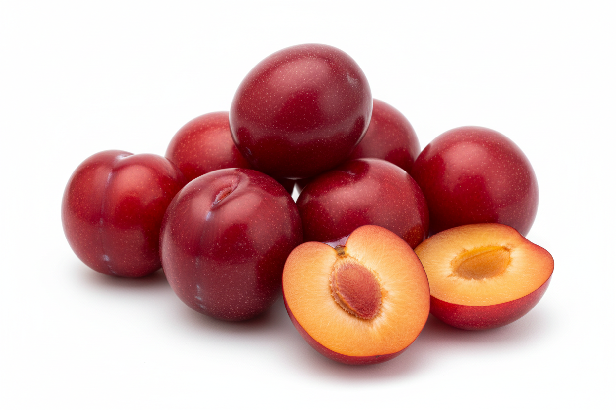 1 pound red plum with white background