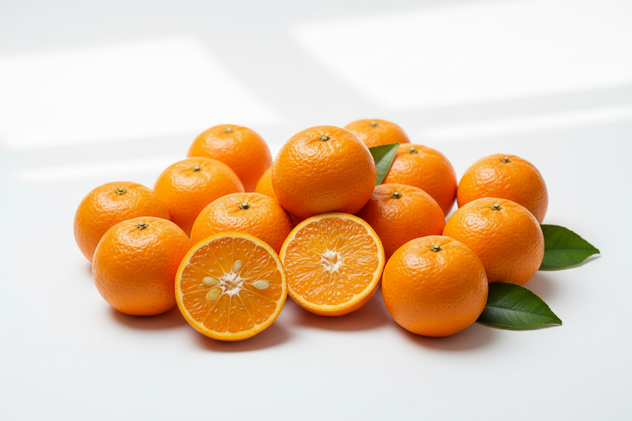 small oranges white background
