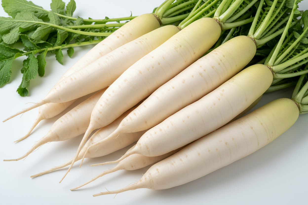 white radish's with white background